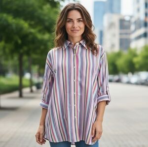 Colorful Striped Button-Up Shirt
